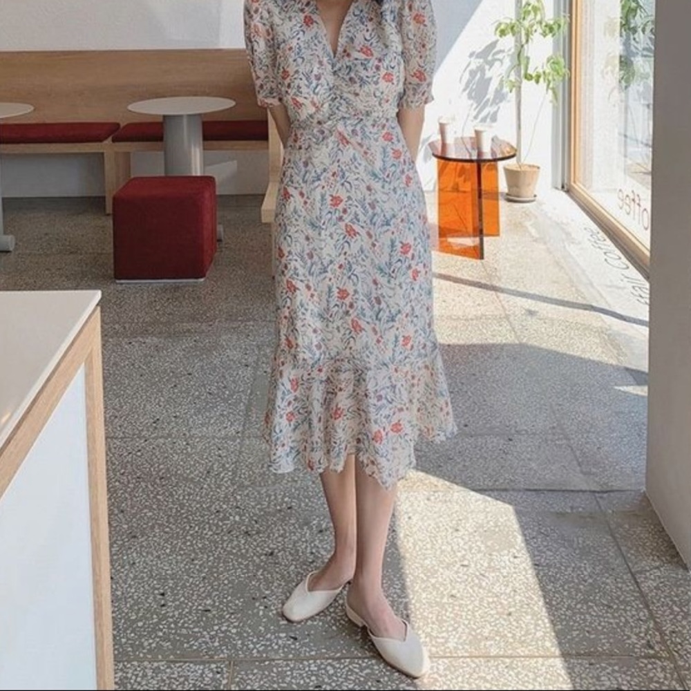 🪴 Kpop Korean cute floral sexy flirty midi dress